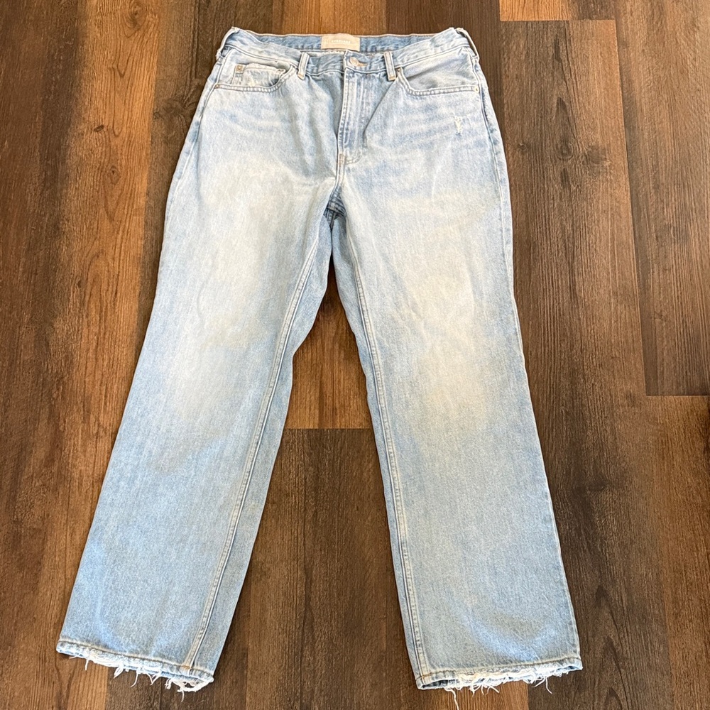 Everlane Pale Light Blue Straight Leg Jeans with Raw Hem